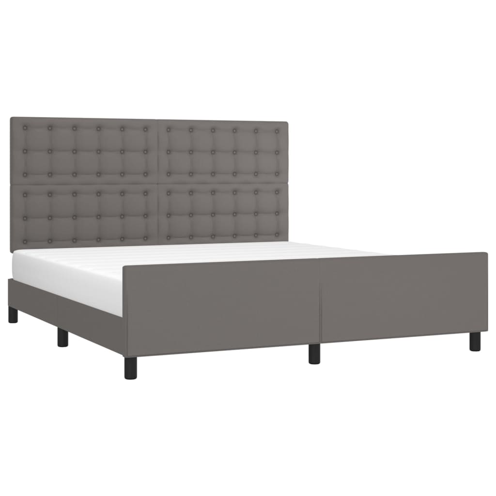 vidaXL Bedframe met hoofdbord kunstleer grijs 180x200 cm afbeelding