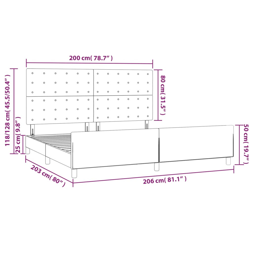 Rám postele s čelem bílý 200x200 cm umělá kůže - obrázek 14