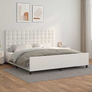 Rám postele s čelem bílý 200x200 cm umělá kůže - obrázek 1