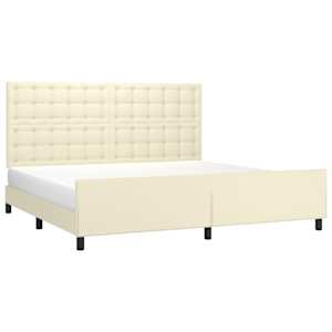 Rám postele s čelem krémový 200x200 cm umělá kůže - obrázek 3