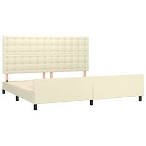 Rám postele s čelem krémový 200x200 cm umělá kůže - obrázek 4