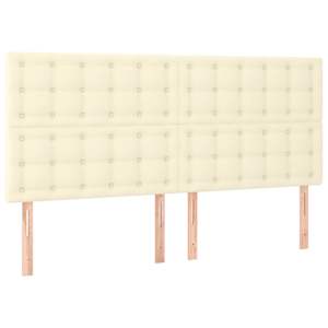 Rám postele s čelem krémový 200x200 cm umělá kůže - obrázek 9