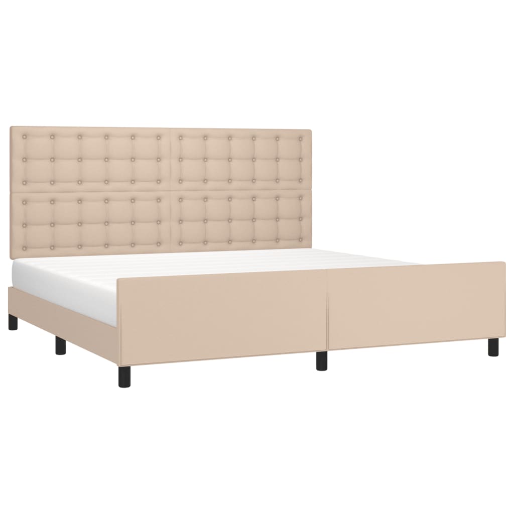 vidaXL Bedframe met hoofdbord kunstleer cappuccinokleurig 200x200 cm afbeelding