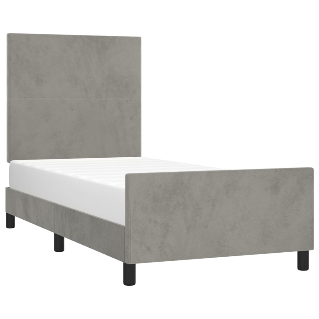 vidaXL Bedframe zonder matras 90x190 cm fluweel lichtgrijs afbeelding