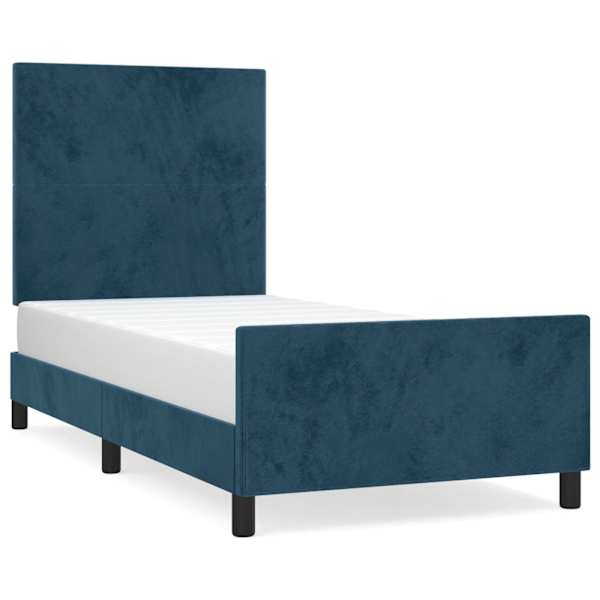 vidaXL Voodiraam ilma Madratsita Tumesinine 90x190 cm samet