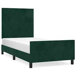 Rám postele bez matrace tmavě zelená 90 x 200 cm samet - obrázek 2