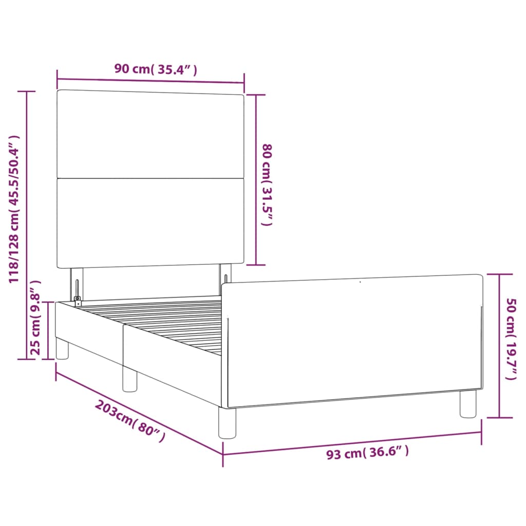 Rám postele s čelem růžový 90x200 cm samet - obrázek 14