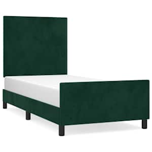 Rám postele bez matrace tmavě zelená 100 x 200 cm samet - obrázek 2