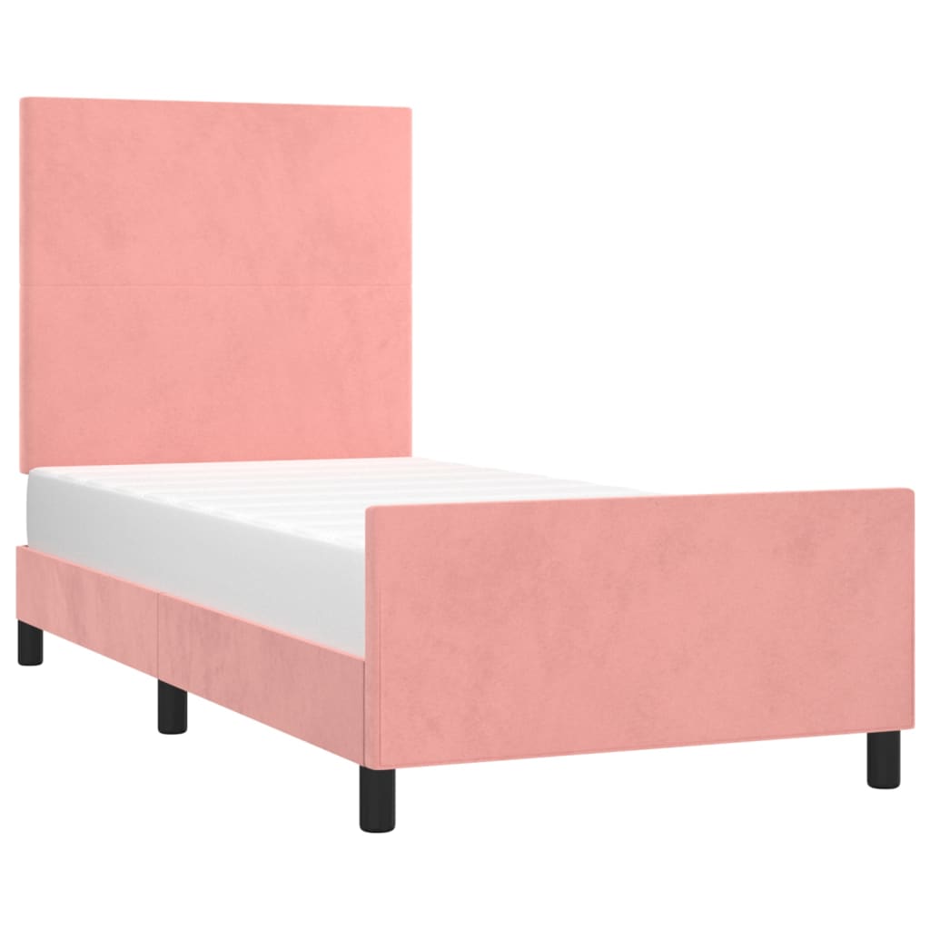 vidaXL Bedframe met hoofdeinde fluweel roze 100x200 cm afbeelding