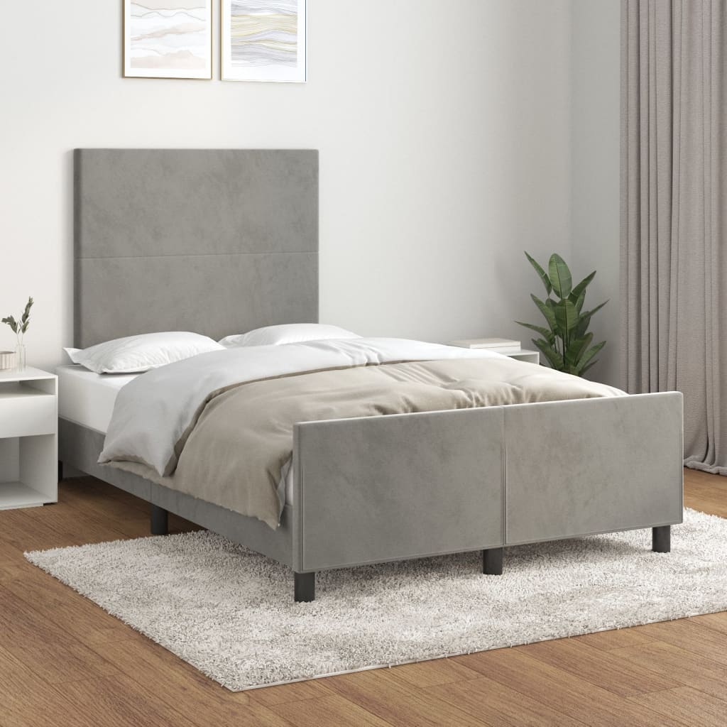 vidaXL Cadru de pat cu tăblie, gri deschis, 120×200 cm, catifea 120x200 imagine noua