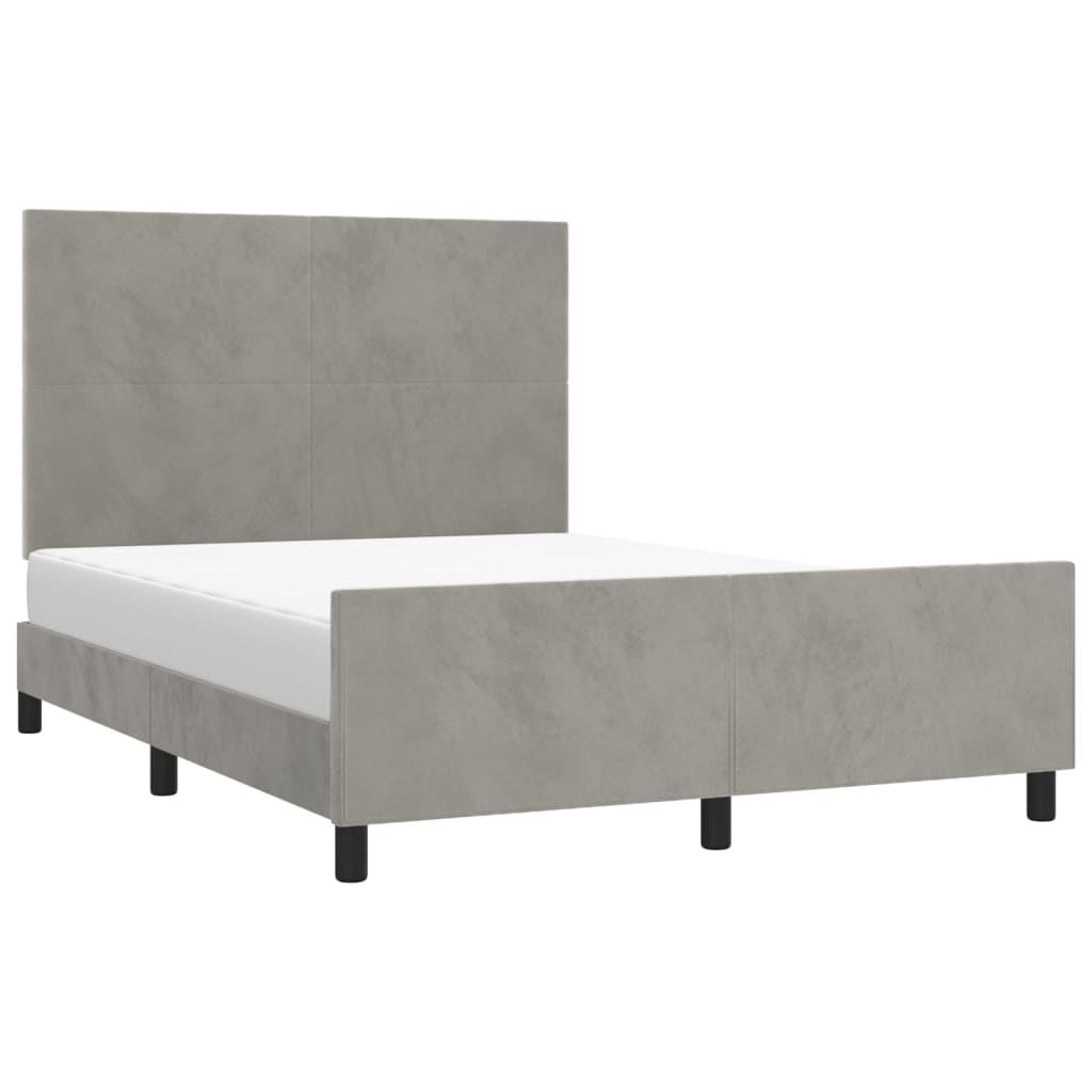 vidaXL Bedframe zonder matras 140x190 cm fluweel lichtgrijs afbeelding