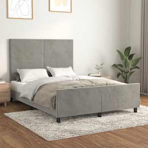 Rám postele bez matrace světle šedý 140 x 190 cm samet - obrázek 1