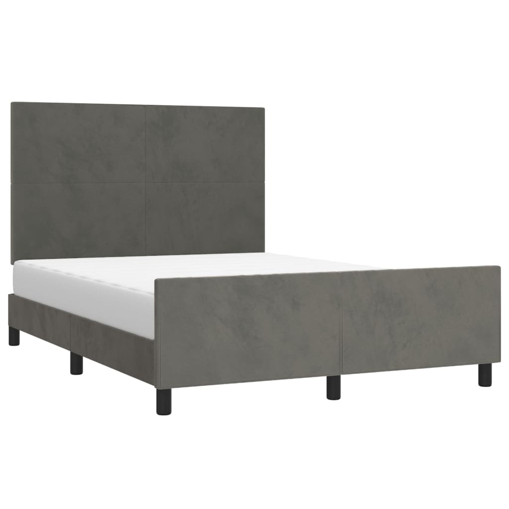 vidaXL Bedframe zonder matras 140x190 cm fluweel donkergrijs afbeelding