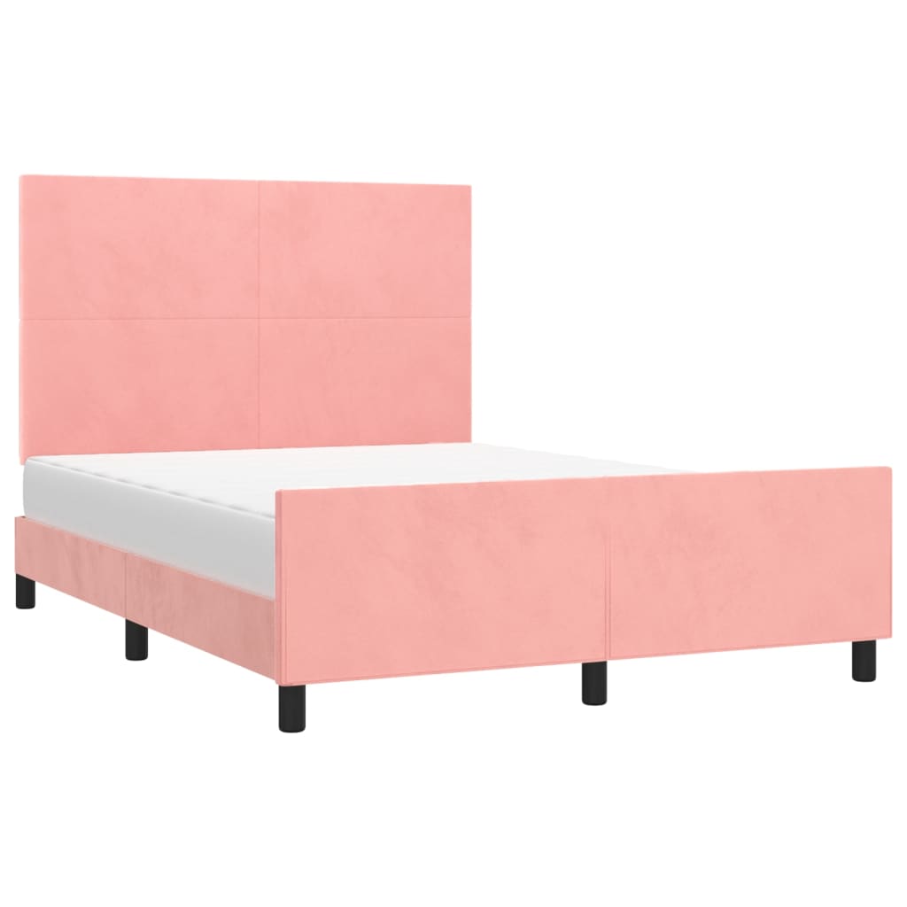 vidaXL Bedframe met hoofdeinde fluweel roze 140x190 cm afbeelding