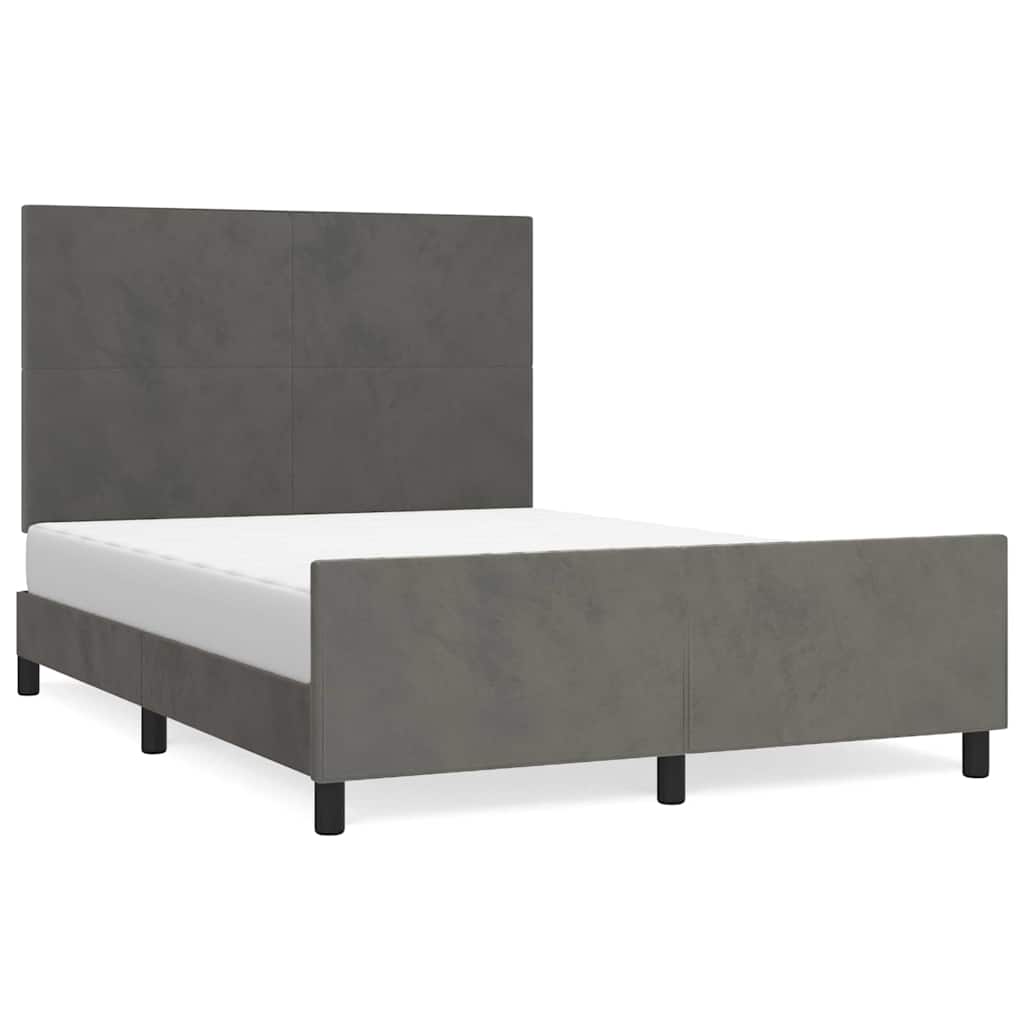 vidaXL Bedframe zonder matras 140x200 cm fluweel donkergrijs grijs, foto 3