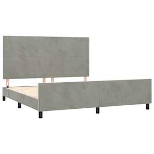 Rám postele bez matrace světle šedý 160 x 200 cm samet - obrázek 4