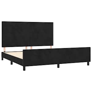 Rám postele bez matrace černý 160 x 200 cm samet - obrázek 4