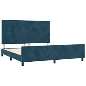 Rám postele bez matrace tmavě modrý 160x200 cm samet - obrázek 4