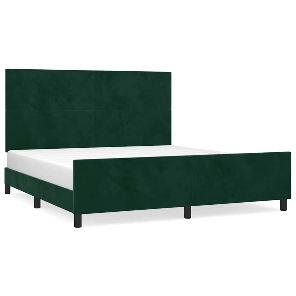 vidaXL Bedframe met hoofdeinde fluweel donkergroen 180x200 cm groen, foto 3