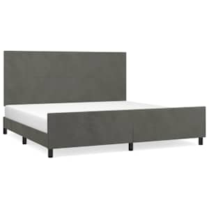 Rám postele bez matrace tmavě šedý 200 x 200 cm samet - obrázek 2
