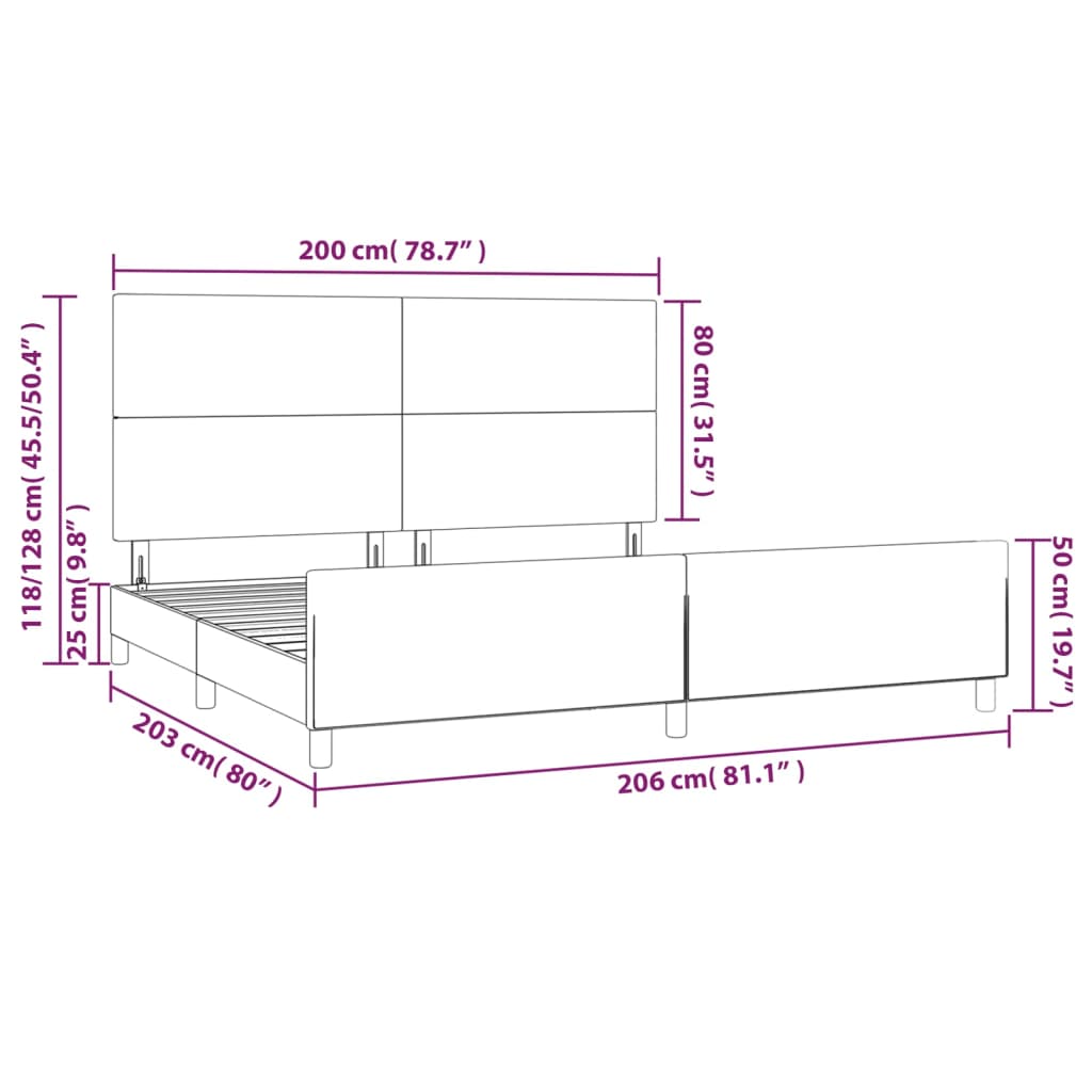 Rám postele bez matrace tmavě šedý 200 x 200 cm samet - obrázek 14