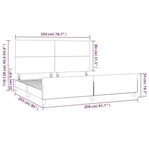 Rám postele bez matrace černý 200 x 200 cm samet - obrázek 14