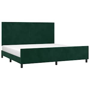 Rám postele bez matrace tmavě zelená 200 x 200 cm samet - obrázek 3