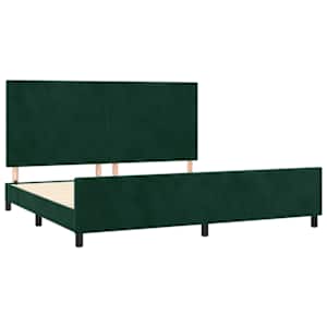 Rám postele bez matrace tmavě zelená 200 x 200 cm samet - obrázek 4