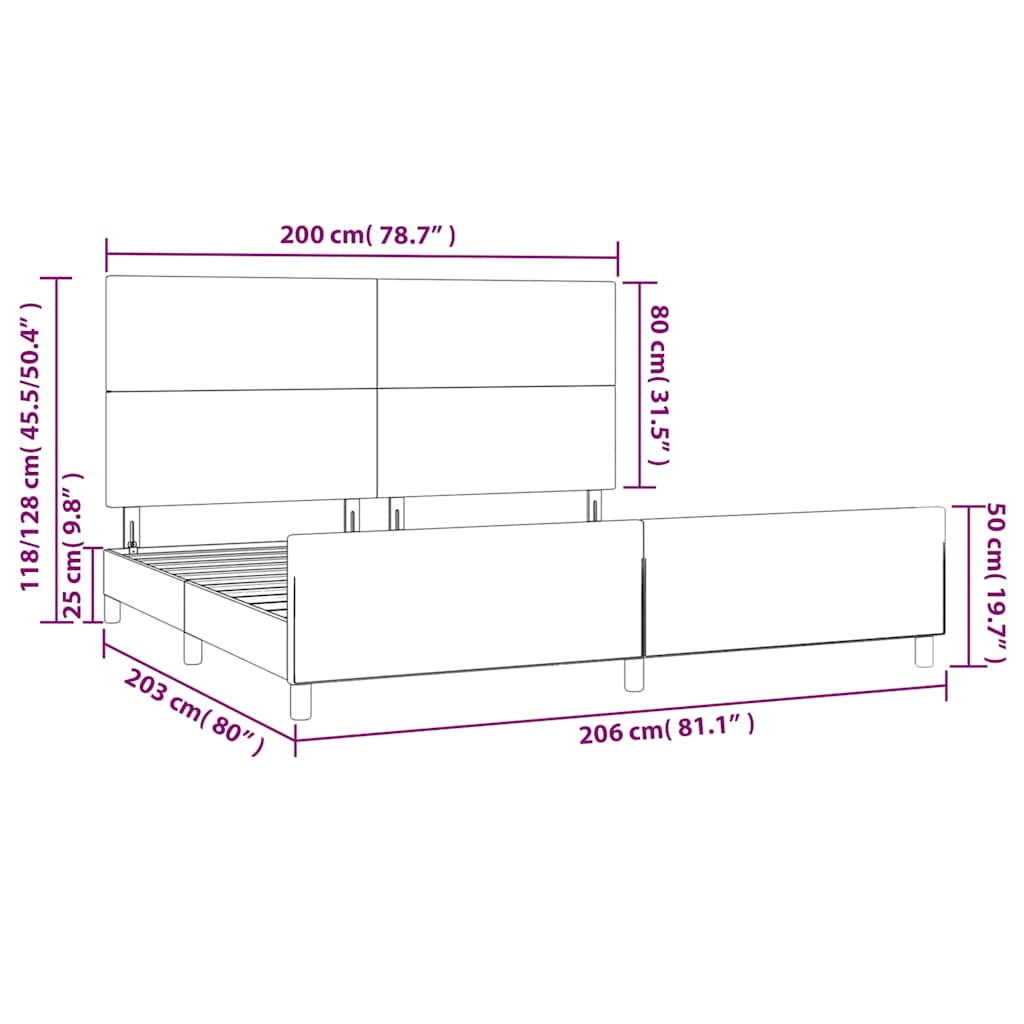 Rám postele bez matrace tmavě modrý 200x200 cm samet - obrázek 14