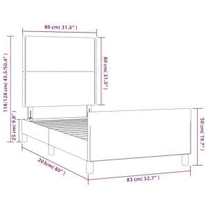 Rám postele bez matrace tmavě šedá 80 x 200 cm samet - obrázek 14