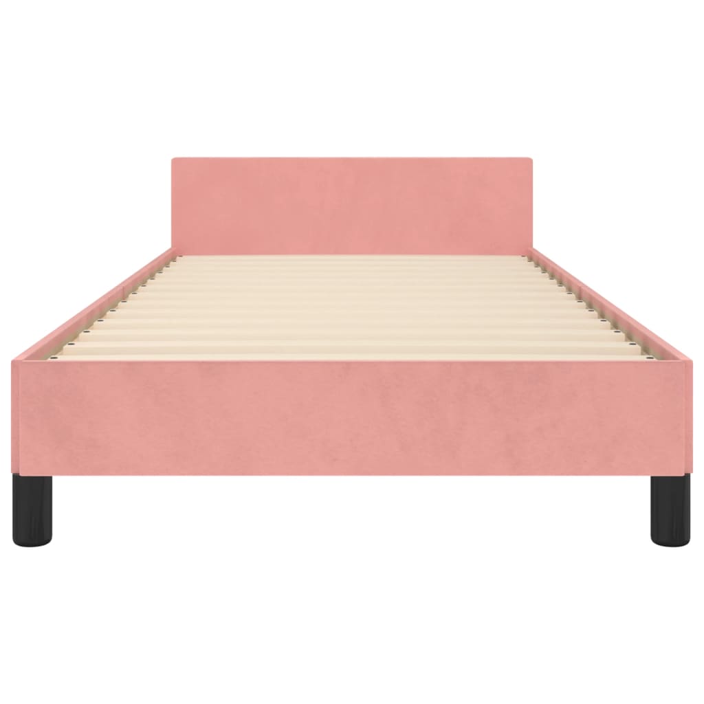 Cadru de pat cu tăblie, roz, 80x200 cm, catifea