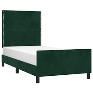 Rám postele bez matrace tmavě zelená 90 x 190 cm samet - obrázek 3