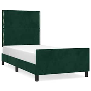 Rám postele bez matrace tmavě zelená 90 x 200 cm samet - obrázek 2