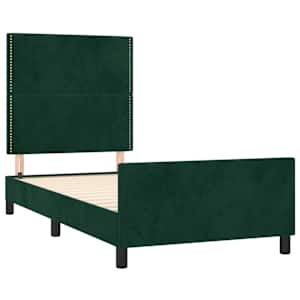 Rám postele bez matrace tmavě zelená 90 x 200 cm samet - obrázek 4