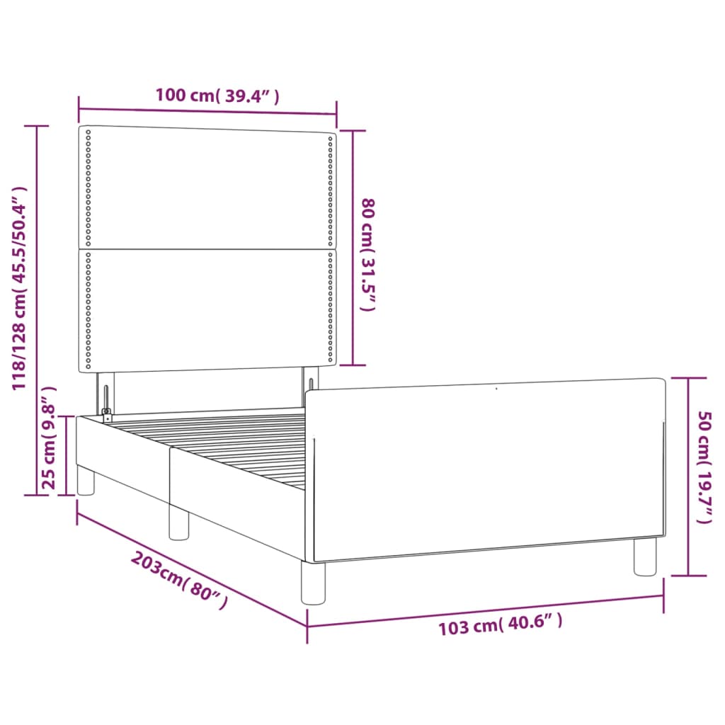 Rám postele bez matrace světle šedá 100 x 200 cm samet - obrázek 14