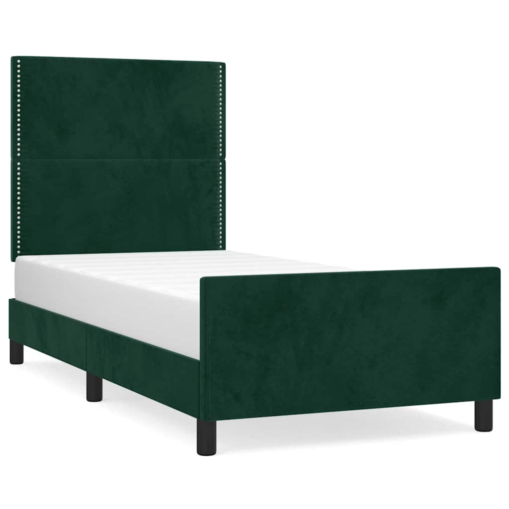 vidaXL Bedframe zonder matras 100x200 cm fluweel donkergroen groen, foto 3