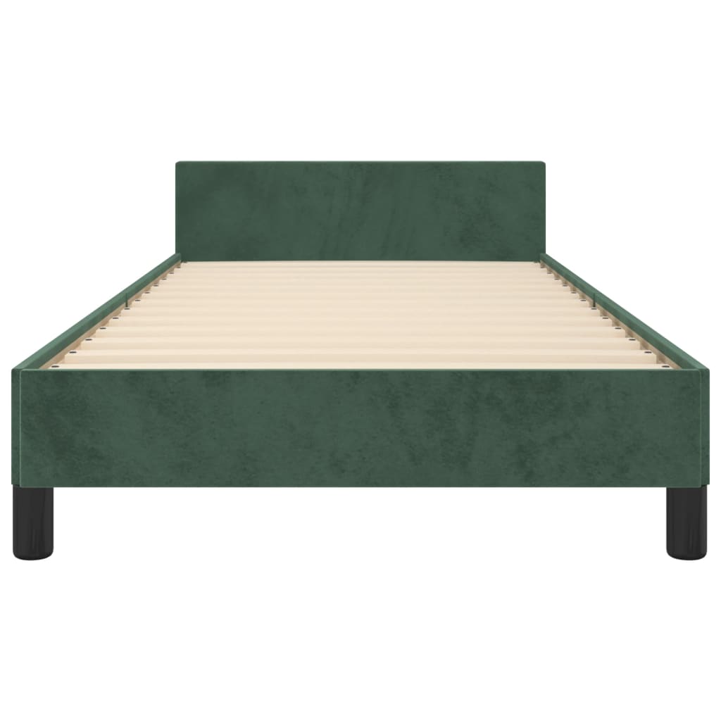 Cadru de pat cu tăblie, verde închis, 100x200 cm, catifea