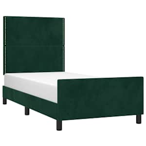 Rám postele bez matrace tmavě zelená 100 x 200 cm samet - obrázek 3