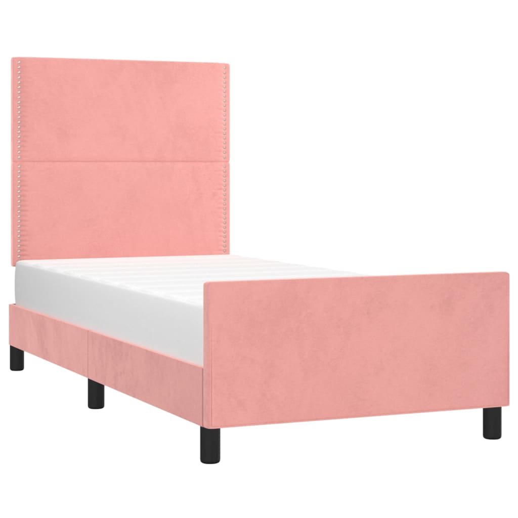 vidaXL Bedframe met hoofdeinde fluweel roze 100x200 cm afbeelding