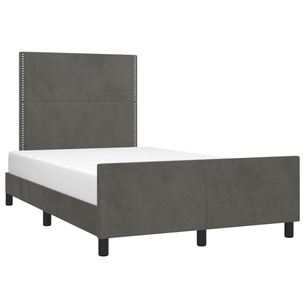 vidaXL Bedframe zonder matras 120x200 cm fluweel donkergrijs afbeelding