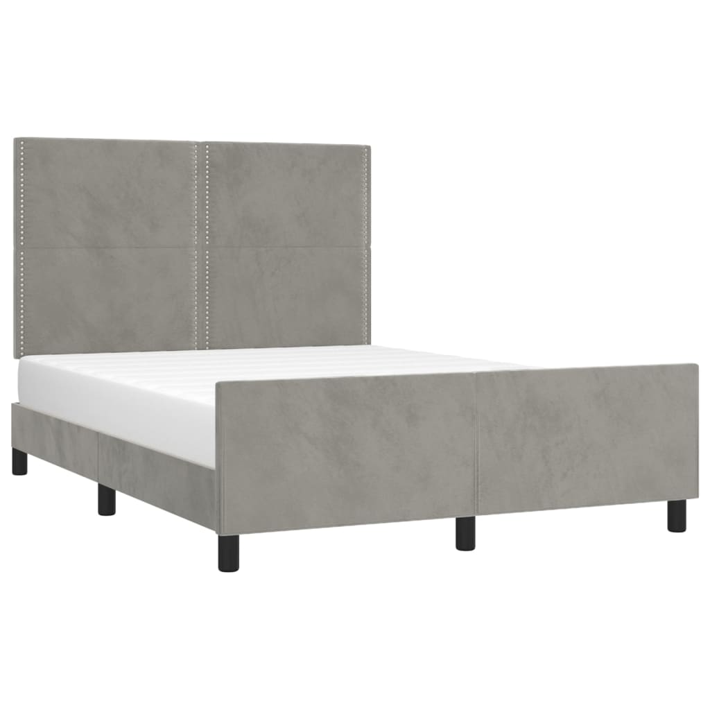 vidaXL Bedframe zonder matras 140x190 cm fluweel lichtgrijs afbeelding