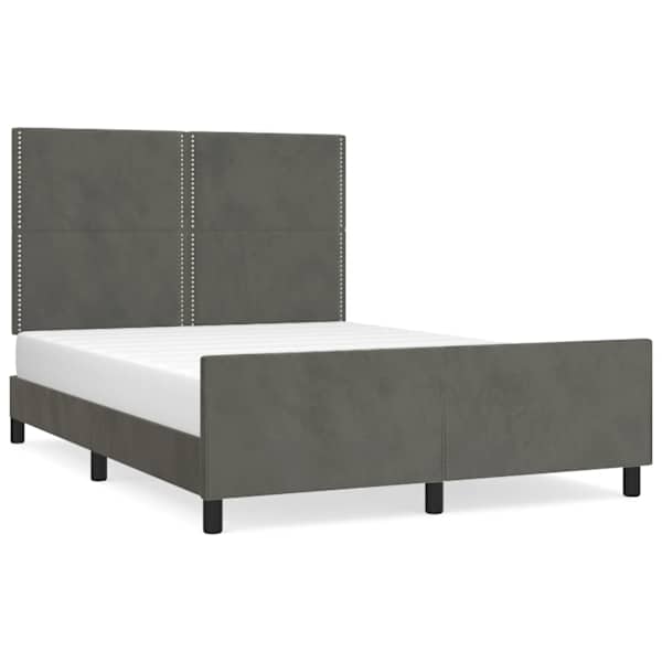 vidaXL voodiraam ilma madratsita, tumehall, 140x190 cm, samet
