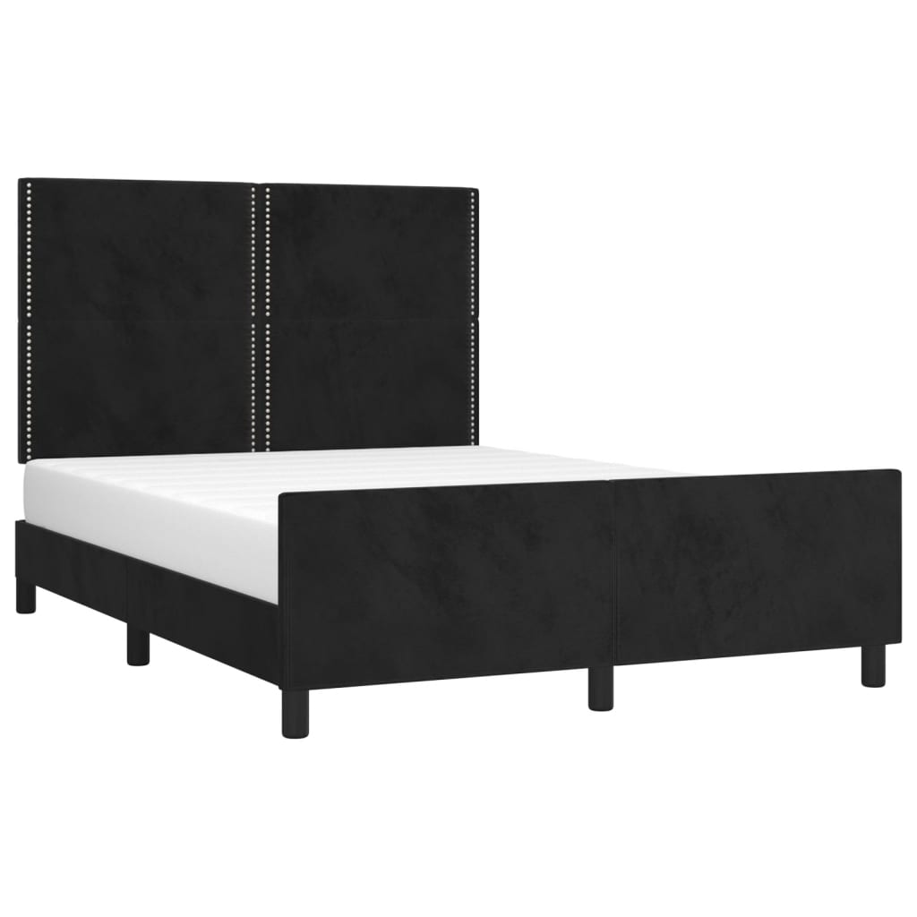 vidaXL Bedframe zonder matras 140x190 cm fluweel zwart afbeelding