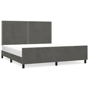 Rám postele bez matrace tmavě šedý 160 x 200 cm samet - obrázek 2