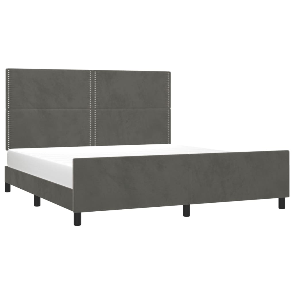 vidaXL Bedframe zonder matras 160x200 cm fluweel donkergrijs afbeelding