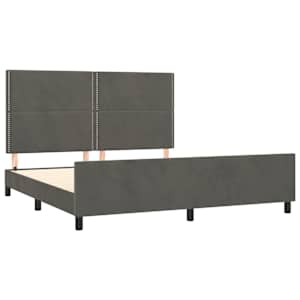 Rám postele bez matrace tmavě šedý 160 x 200 cm samet - obrázek 4