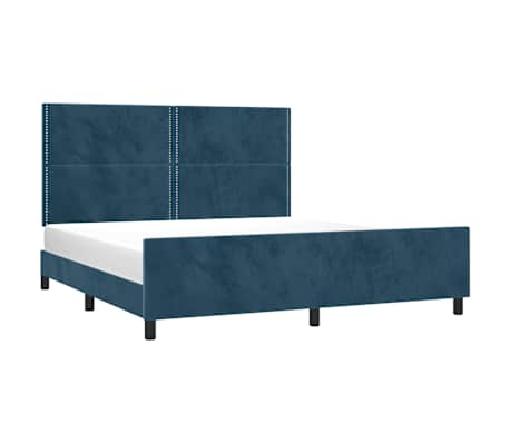 vidaXL Bedframe zonder matras 160x200 cm fluweel donkerblauw
