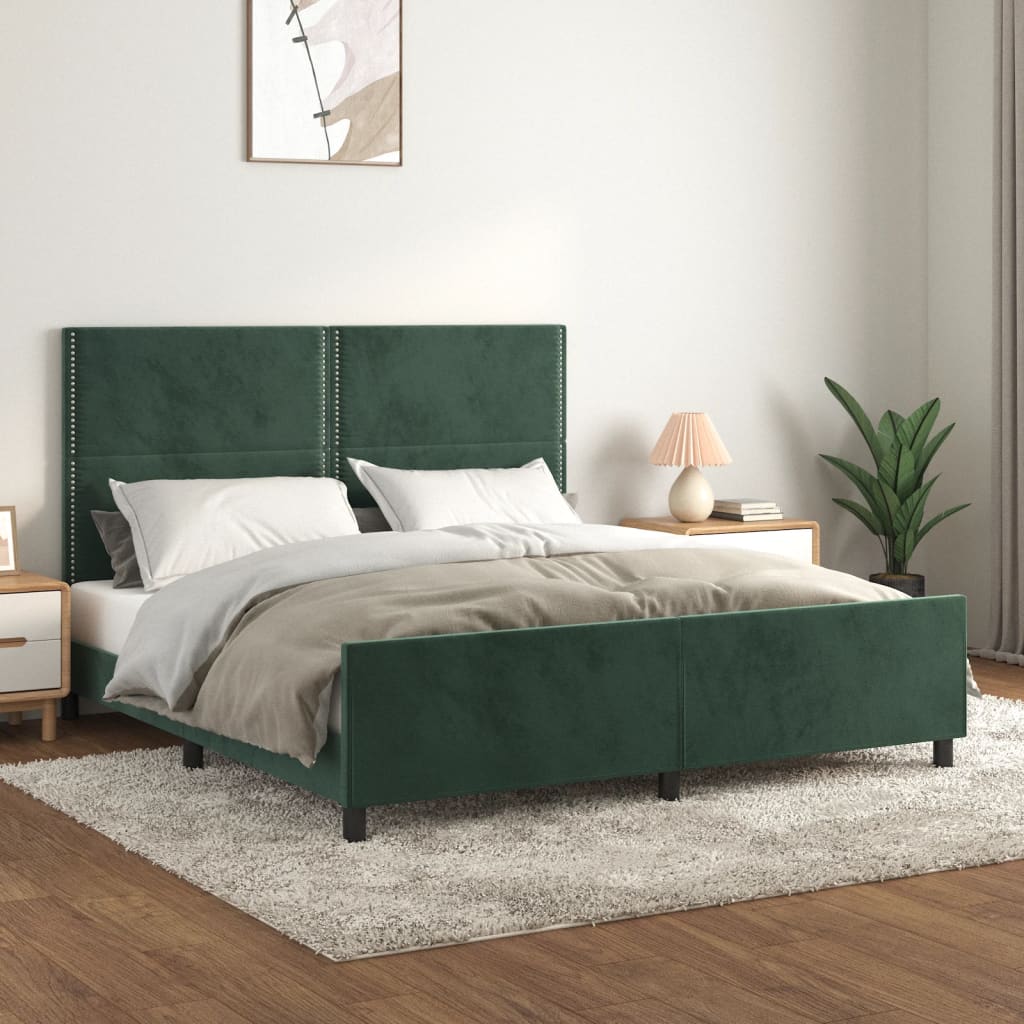 vidaXL Cadru de pat cu tÄƒblie, verde Ã®nchis, 180×200 cm, catifea