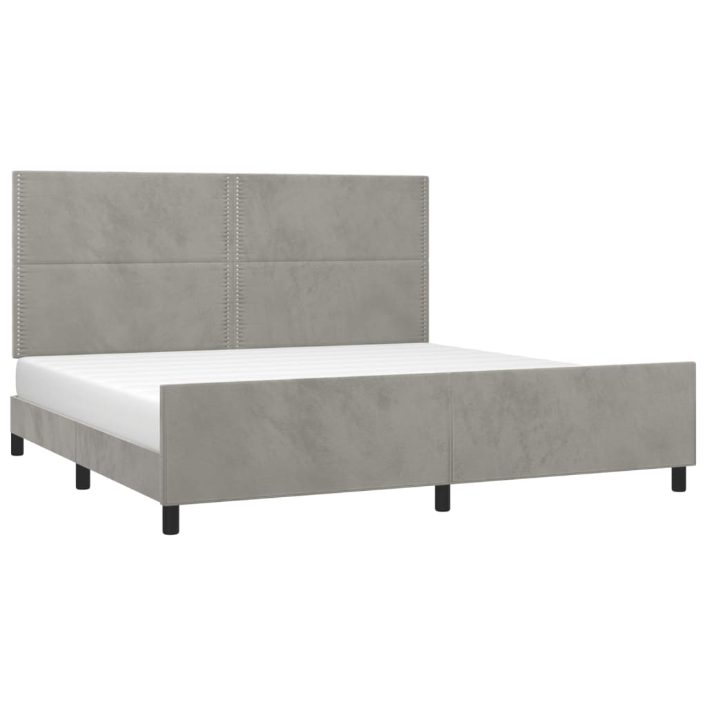 vidaXL Bedframe zonder matras 200x200 cm fluweel lichtgrijs afbeelding