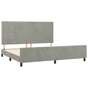 Rám postele bez matrace světle šedý 200 x 200 cm samet - obrázek 4